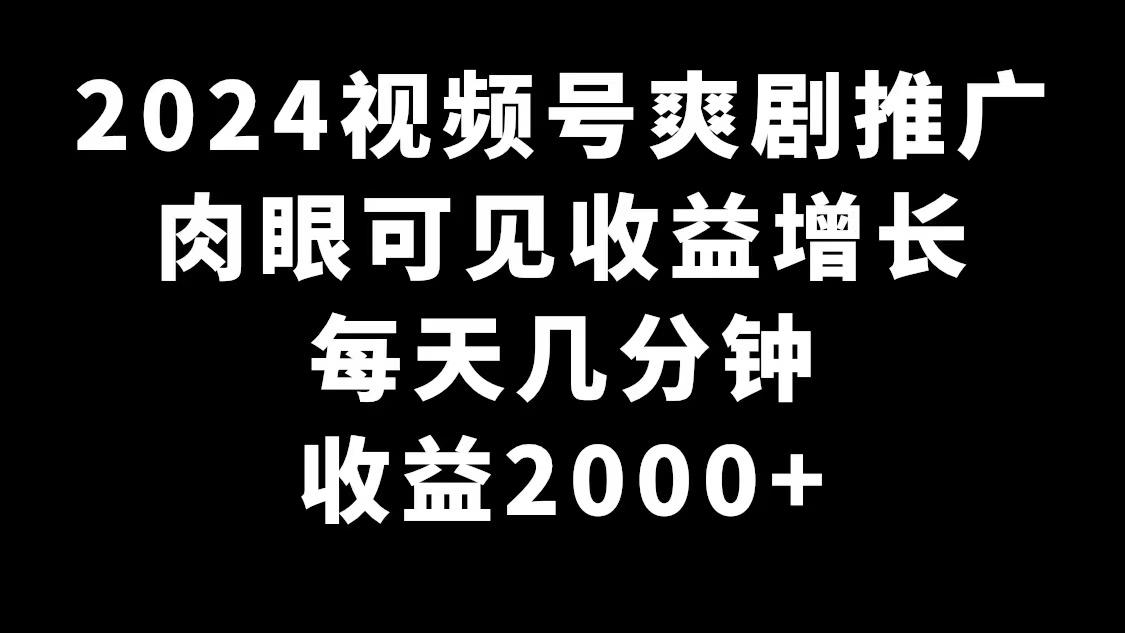 2024视频号爽剧推广，肉眼可见的收益增长，每天几分钟收益2000+-轻创网