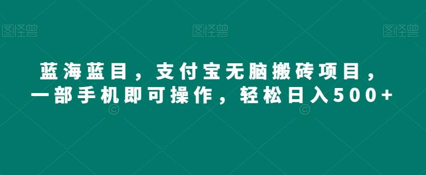 蓝海蓝目，支付宝无脑搬砖项目，一部手机即可操作，轻松日入500+-轻创网