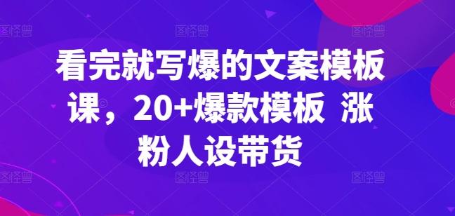 看完就写爆的文案模板课，20+爆款模板  涨粉人设带货-轻创网