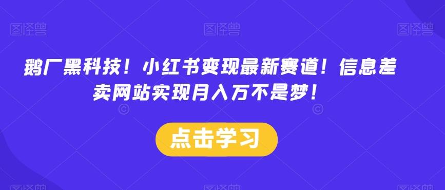 鹅厂黑科技！小红书变现最新赛道！信息差卖网站实现月入万不是梦！-轻创网
