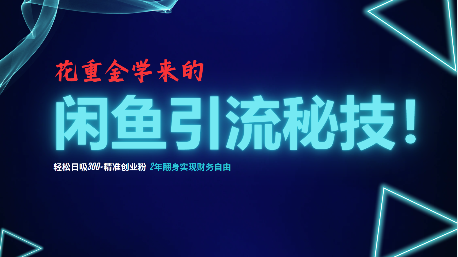 花重金学来的闲鱼引流秘技！轻松日吸300+精准创业粉，每天躺赚5000+，2…-轻创网