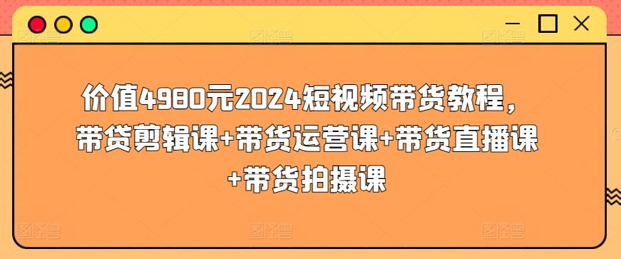 价值4980元2024短视频带货教程，带贷剪辑课+带货运营课+带货直播课+带货拍摄课-轻创网