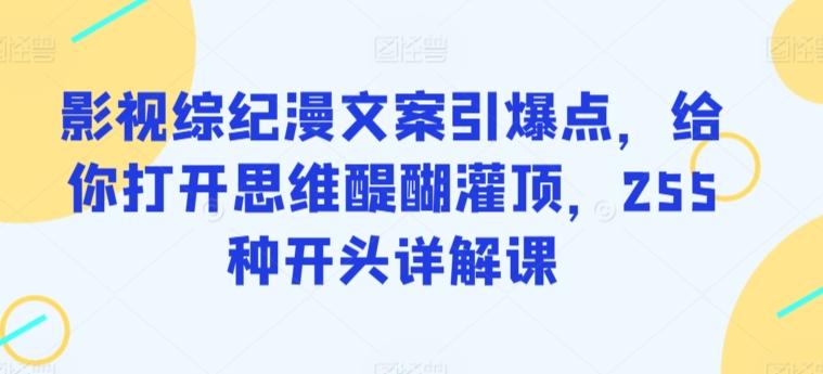 影视综纪漫文案引爆点，给你打开思维醍醐灌顶，255种开头详解课-轻创网