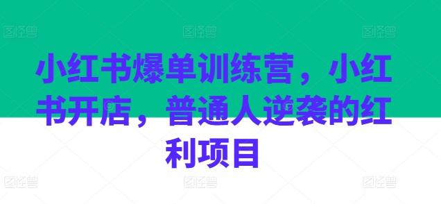 小红书爆单训练营，小红书开店，普通人逆袭的红利项目-轻创网