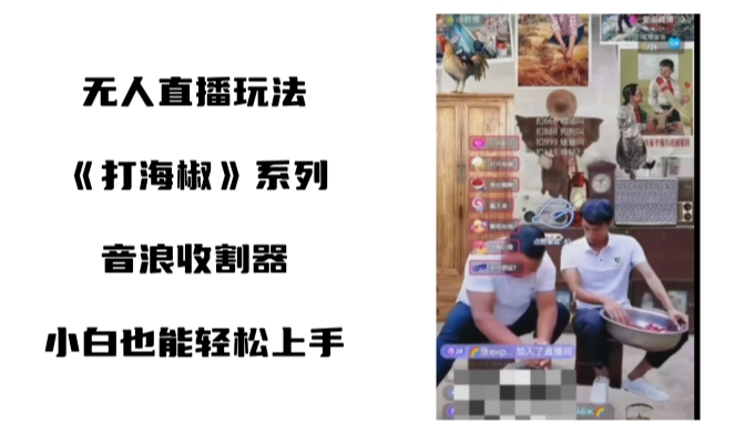 打海椒无人直播整蛊项目，小白轻松上手撸音浪收割器-轻创网
