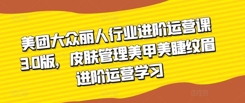 美团大众丽人行业进阶运营课3.0版，皮肤管理美甲美睫纹眉进阶运营学习-轻创网