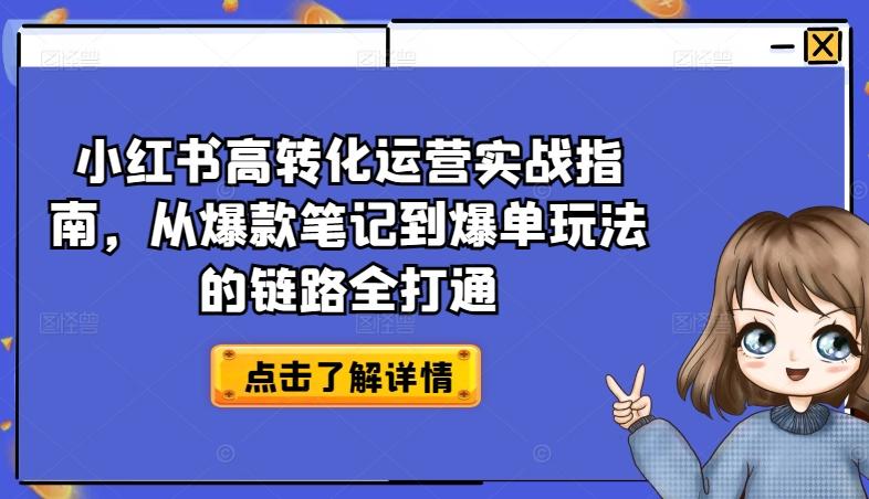 小红书高转化运营实战指南，从爆款笔记到爆单玩法的链路全打通-轻创网