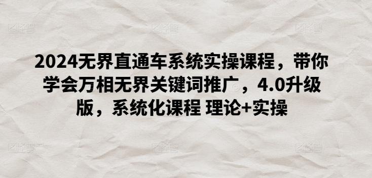 2024无界直通车系统实操课程，带你学会万相无界关键词推广，4.0升级版，系统化课程 理论+实操-轻创网
