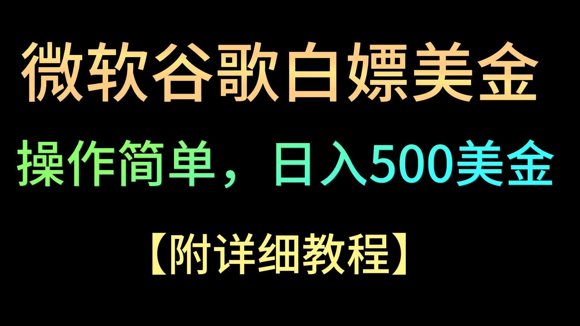 微软谷歌项目3.0，轻松日赚500+美金，操作简单，小白也可轻松入手！-轻创网
