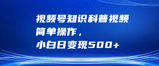 视频号知识科普视频，简单操作，小白日变现500+【揭秘】-轻创网