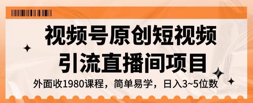 视频号原创短视频引流直播间项目，日入3~5五位数【揭秘】-轻创网