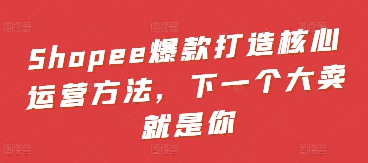 Shopee爆款打造核心运营方法，下一个大卖就是你-轻创网