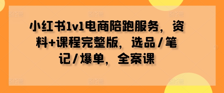 小红书1v1电商陪跑服务，资料+课程完整版，选品/笔记/爆单，全案课-轻创网