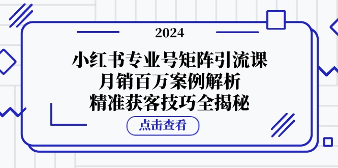 小红书专业号矩阵引流课，月销百万案例解析，精准获客技巧全揭秘-轻创网
