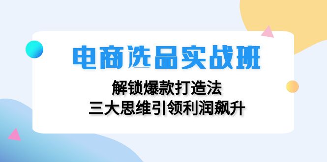电商选品实战班：解锁爆款打造法，三大思维引领利润飙升-轻创网