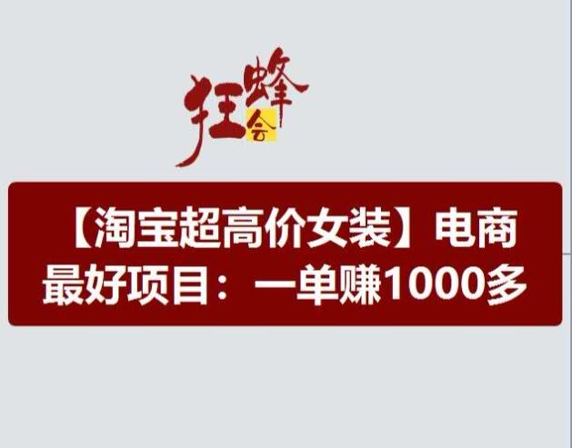 淘宝超高价女装项目，电商最好赛道，一单赚1000多-轻创网