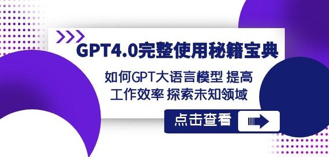 GPT4.0完整使用-秘籍宝典：如何GPT大语言模型提高工作效率探索未知领域-轻创网