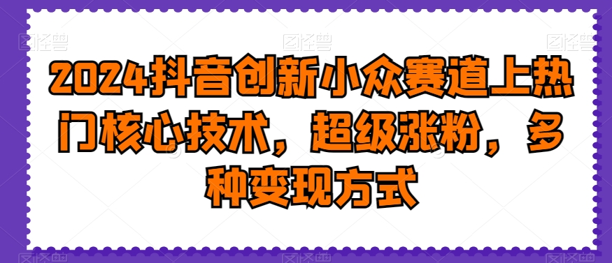 2024抖音创新小众赛道上热门核心技术，超级涨粉，多种变现方式【揭秘】-轻创网