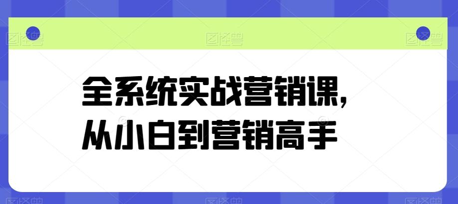 全系统实战营销课，从小白到营销高手-轻创网