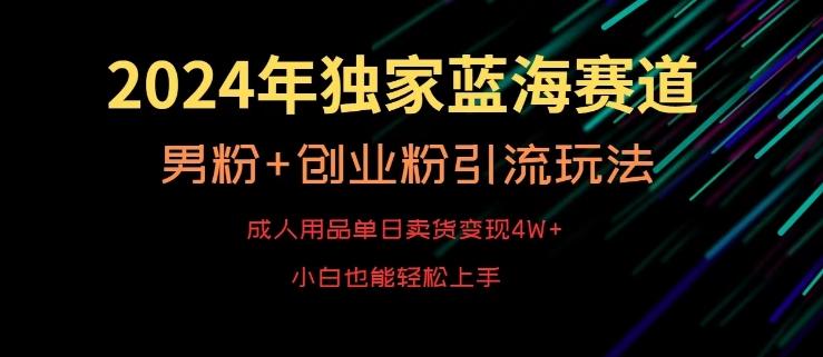 2024年独家蓝海赛道，成人用品单日卖货变现4W+，男粉+创业粉引流玩法，不愁搞不到流量【揭秘】-轻创网