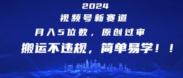 2024视频号新赛道，月入5位数+，原创过审，搬运不违规，简单易学【揭秘】-轻创网