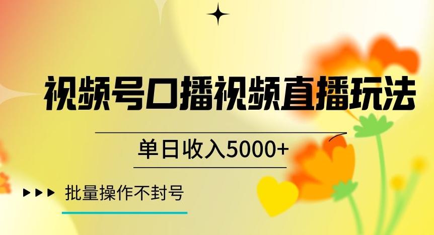 视频号囗播视频直播玩法，单日收入5000+，批量操作不封号【揭秘】-轻创网