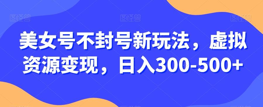 美女号不封号新玩法，虚拟资源变现，日入300-500+-轻创网