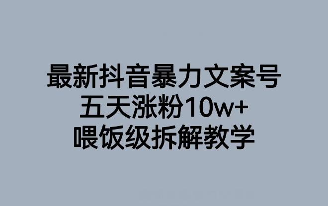 最新抖音暴力文案号，五天涨粉10w+，喂饭级拆解教学-轻创网