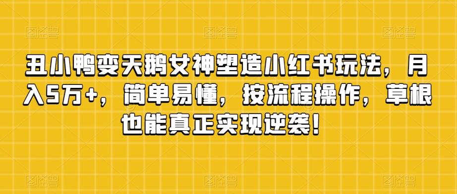 丑小鸭变天鹅女神塑造小红书玩法，月入5万+，简单易懂，按流程操作，草根也能真正实现逆袭！-轻创网