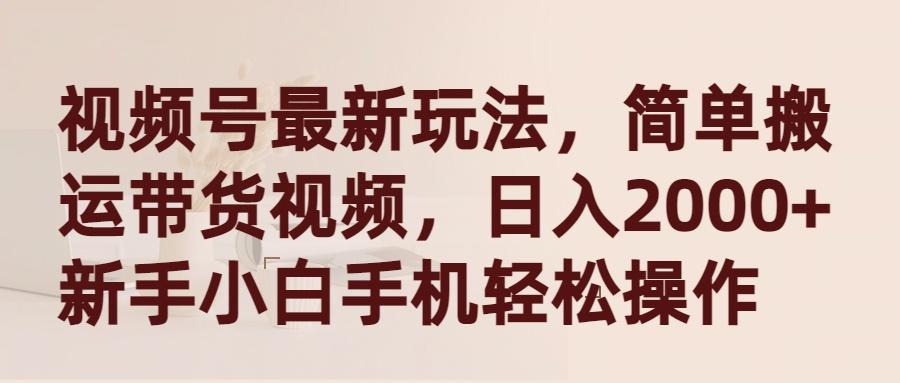 (9486期)视频号最新玩法，简单搬运带货视频，日入2000+，新手小白手机轻松操作-轻创网