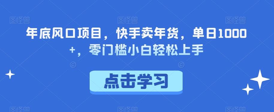 年底风口项目，快手卖年货，单日1000+，零门槛小白轻松上手-轻创网