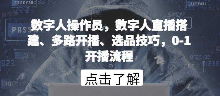 数字人操作员，数字人直播搭建、多路开播、选品技巧，0-1开播流程-轻创网