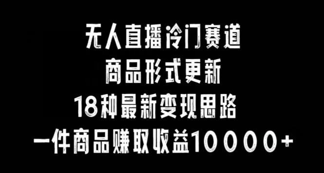 无人直播冷门赛道，商品形式更新，18种变现思路，一件商品赚取收益10000+【揭秘】-轻创网
