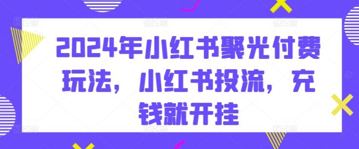 2024年小红书聚光付费玩法，小红书投流，充钱就开挂-轻创网