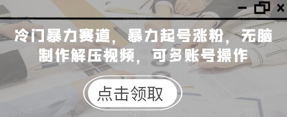 冷门暴力赛道，暴力起号涨粉，无脑制作解压视频，可多账号操作-轻创网