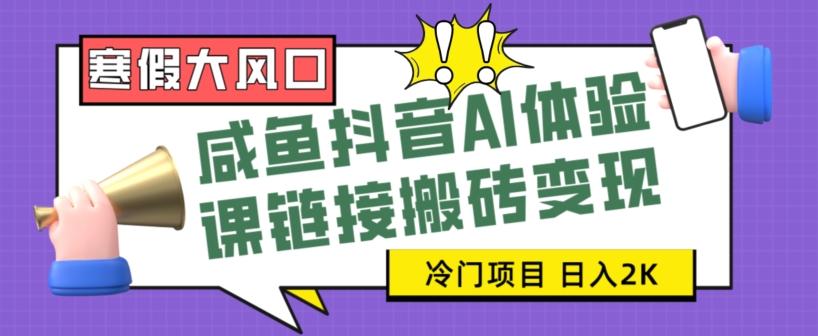 寒假大风口咸鱼抖音AI体验课链接搬砖变现，全网首发冷门项目，小白可日入2K+【揭秘】-轻创网