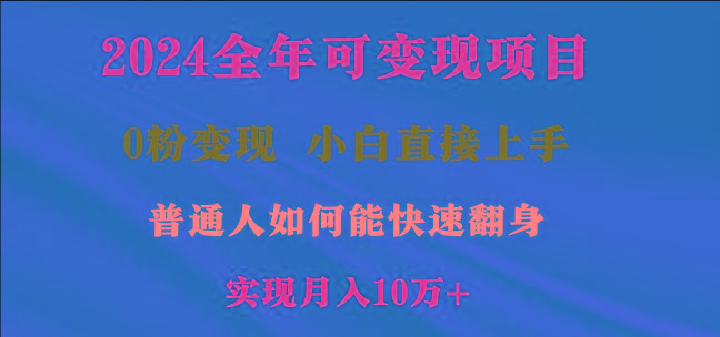 2024全年可变现项目，一天收益至少2000+，小白上手快，普通人就要利用互…-轻创网