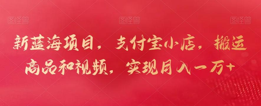 新蓝海项目，支付宝小店，搬运商品和视频，实现月入一万+【揭秘】-轻创网