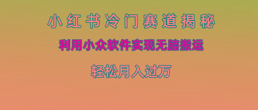 小红书冷门赛道揭秘,利用小众软件实现无脑搬运，轻松月入过万-轻创网
