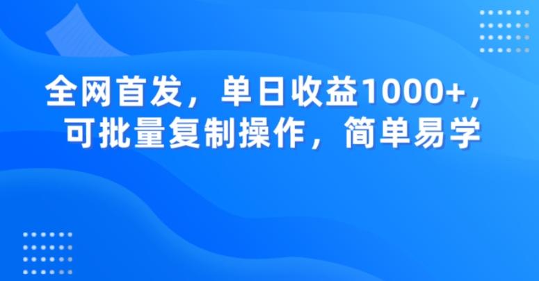 全网首发，单日收益1000+，可批量复制操作，简单易学【揭秘】-轻创网