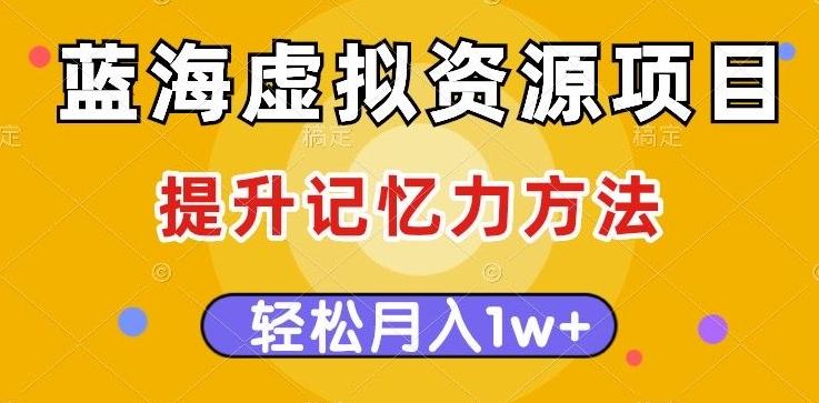 蓝海虚拟资源项目，提升记忆力方法，多种变现方式，轻松月入1w+【揭秘】-轻创网