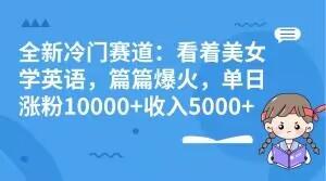 全新冷门赛道：看着美女学英语，篇篇爆火，单日涨粉10000+收入5000+-轻创网
