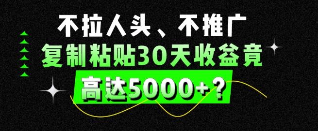 不拉人头、不推广，复制粘贴30天收益竟高达5000+？-轻创网