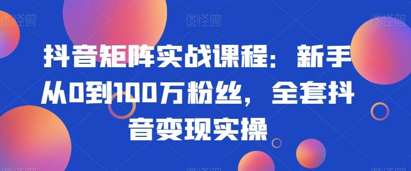 抖音矩阵实战课程：新手从0到100万粉丝，全套抖音变现实操-轻创网