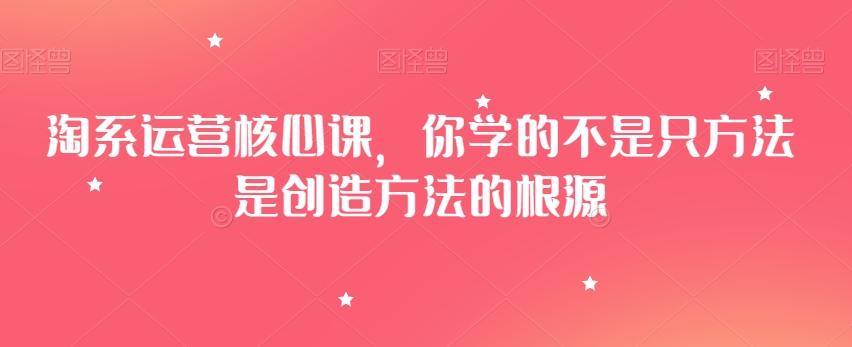 淘系运营核心课，你学的不是只方法是创造方法的根源-轻创网