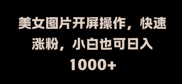 美女图片开屏操作，快速涨粉，小白也可日入1k【揭秘】-轻创网