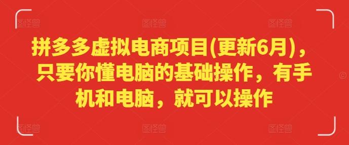 拼多多虚拟电商项目(更新6月)，只要你懂电脑的基础操作，有手机和电脑，就可以操作-轻创网