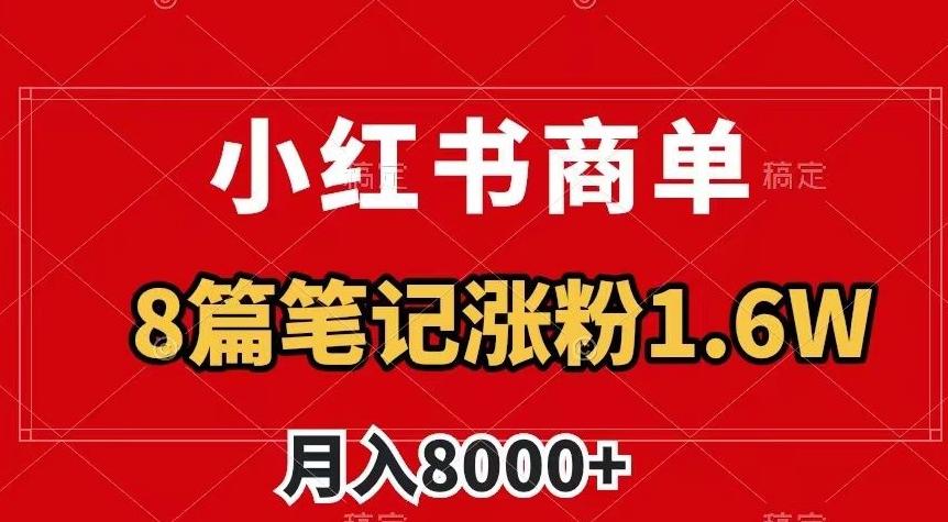 小红书商单最新玩法，8篇笔记涨粉1.6w，作品制作简单，月入8000+【揭秘】-轻创网
