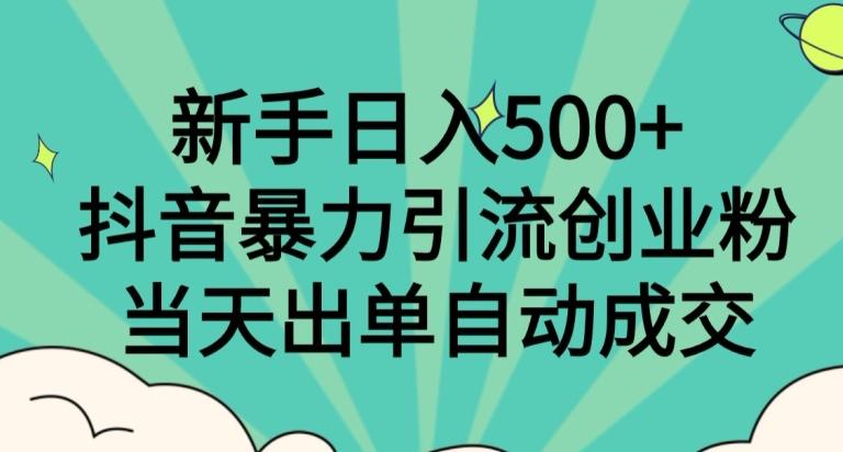 新手日入500+，抖音暴力引流创业粉，当天出单自动成交-轻创网