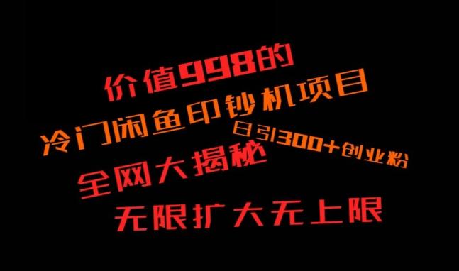 闲鱼流量印钞机项目大揭秘，日引300+创业粉，保姆级实操教程-轻创网